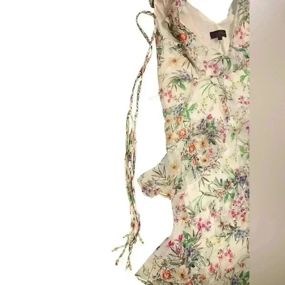 Hale Bob Beautiful Tiered White Floral Dress with Braided Belt Size XS - Picture 5 of 9